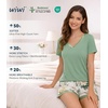 image:imageWiWi Viscose from Bamboo Pajamas Set for Women Super Soft Short Sleeve Cooling Summer Plus Size Pjs Sets Sleepwear S4XAgreen Floral