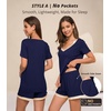 image:imageWiWi Viscose from Bamboo Pajamas Set for Women Super Soft Short Sleeve Cooling Summer Plus Size Pjs Sets Sleepwear S4XAnavy