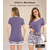 image:imageWiWi Viscose from Bamboo Pajamas Set for Women Super Soft Short Sleeve Cooling Summer Plus Size Pjs Sets Sleepwear S4XApurpleFloral