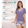 image:imageWiWi Viscose from Bamboo Pajamas Set for Women Super Soft Short Sleeve Cooling Summer Plus Size Pjs Sets Sleepwear S4XApurpleFloral