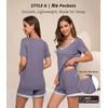 image:imageWiWi Viscose from Bamboo Pajamas Set for Women Super Soft Short Sleeve Cooling Summer Plus Size Pjs Sets Sleepwear S4XApurplish Grey