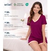 image:imageWiWi Viscose from Bamboo Pajamas Set for Women Super Soft Short Sleeve Cooling Summer Plus Size Pjs Sets Sleepwear S4XApurplish Red