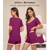 image:imageWiWi Viscose from Bamboo Pajamas Set for Women Super Soft Short Sleeve Cooling Summer Plus Size Pjs Sets Sleepwear S4XApurplish Red