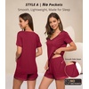 image:imageWiWi Viscose from Bamboo Pajamas Set for Women Super Soft Short Sleeve Cooling Summer Plus Size Pjs Sets Sleepwear S4XAwine