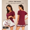 image:imageWiWi Viscose from Bamboo Pajamas Set for Women Super Soft Short Sleeve Cooling Summer Plus Size Pjs Sets Sleepwear S4XAwine Flower