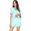 image:imageWiWi Viscose from Bamboo Pajamas Set for Women Super Soft Short Sleeve Cooling Summer Plus Size Pjs Sets Sleepwear S4XBaqua
