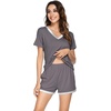 image:imageWiWi Viscose from Bamboo Pajamas Set for Women Super Soft Short Sleeve Cooling Summer Plus Size Pjs Sets Sleepwear S4XBdark Grey