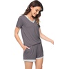 image:imageWiWi Viscose from Bamboo Pajamas Set for Women Super Soft Short Sleeve Cooling Summer Plus Size Pjs Sets Sleepwear S4XBdark Grey