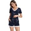 image:imageWiWi Viscose from Bamboo Pajamas Set for Women Super Soft Short Sleeve Cooling Summer Plus Size Pjs Sets Sleepwear S4XBnavy Stars