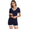 image:imageWiWi Viscose from Bamboo Pajamas Set for Women Super Soft Short Sleeve Cooling Summer Plus Size Pjs Sets Sleepwear S4XBnavyWhite Dots
