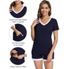 image:imageWiWi Viscose from Bamboo Pajamas Set for Women Super Soft Short Sleeve Cooling Summer Plus Size Pjs Sets Sleepwear S4XBnavyWhite Dots