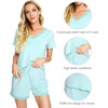 image:imageWiWi Viscose from Bamboo Pajamas Set for Women Super Soft Short Sleeve Cooling Summer Plus Size Pjs Sets Sleepwear S4XCaqua