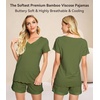 image:imageWiWi Viscose from Bamboo Pajamas Set for Women Super Soft Short Sleeve Cooling Summer Plus Size Pjs Sets Sleepwear S4XCarmy Green