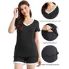 image:imageWiWi Viscose from Bamboo Pajamas Set for Women Super Soft Short Sleeve Cooling Summer Plus Size Pjs Sets Sleepwear S4XCblack