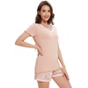 image:imageWiWi Viscose from Bamboo Pajamas Set for Women Super Soft Short Sleeve Cooling Summer Plus Size Pjs Sets Sleepwear S4XCblushpink Flowers