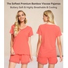 image:imageWiWi Viscose from Bamboo Pajamas Set for Women Super Soft Short Sleeve Cooling Summer Plus Size Pjs Sets Sleepwear S4XCcoral