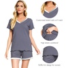 image:imageWiWi Viscose from Bamboo Pajamas Set for Women Super Soft Short Sleeve Cooling Summer Plus Size Pjs Sets Sleepwear S4XCdark Grey