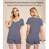 image:imageWiWi Viscose from Bamboo Pajamas Set for Women Super Soft Short Sleeve Cooling Summer Plus Size Pjs Sets Sleepwear S4XCdark Grey
