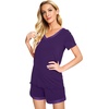 image:imageWiWi Viscose from Bamboo Pajamas Set for Women Super Soft Short Sleeve Cooling Summer Plus Size Pjs Sets Sleepwear S4XCdark Purple