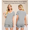image:imageWiWi Viscose from Bamboo Pajamas Set for Women Super Soft Short Sleeve Cooling Summer Plus Size Pjs Sets Sleepwear S4XCheather Grey