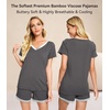 image:imageWiWi Viscose from Bamboo Pajamas Set for Women Super Soft Short Sleeve Cooling Summer Plus Size Pjs Sets Sleepwear S4XCiron Grey