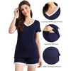 image:imageWiWi Viscose from Bamboo Pajamas Set for Women Super Soft Short Sleeve Cooling Summer Plus Size Pjs Sets Sleepwear S4XCnavy