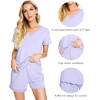 image:imageWiWi Viscose from Bamboo Pajamas Set for Women Super Soft Short Sleeve Cooling Summer Plus Size Pjs Sets Sleepwear S4XCtaro Purple