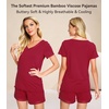 image:imageWiWi Viscose from Bamboo Pajamas Set for Women Super Soft Short Sleeve Cooling Summer Plus Size Pjs Sets Sleepwear S4XCwine Red