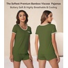 image:imageWiWi Viscose from Bamboo Pajamas Set for Women Super Soft Short Sleeve Cooling Summer Plus Size Pjs Sets Sleepwear S4XDarmy Green