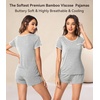 image:imageWiWi Viscose from Bamboo Pajamas Set for Women Super Soft Short Sleeve Cooling Summer Plus Size Pjs Sets Sleepwear S4XDash Grey