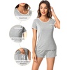 image:imageWiWi Viscose from Bamboo Pajamas Set for Women Super Soft Short Sleeve Cooling Summer Plus Size Pjs Sets Sleepwear S4XDash Grey