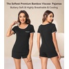 image:imageWiWi Viscose from Bamboo Pajamas Set for Women Super Soft Short Sleeve Cooling Summer Plus Size Pjs Sets Sleepwear S4XDblack