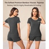 image:imageWiWi Viscose from Bamboo Pajamas Set for Women Super Soft Short Sleeve Cooling Summer Plus Size Pjs Sets Sleepwear S4XDcharcoal Heather