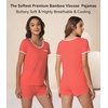 image:imageWiWi Viscose from Bamboo Pajamas Set for Women Super Soft Short Sleeve Cooling Summer Plus Size Pjs Sets Sleepwear S4XDcoral