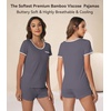 image:imageWiWi Viscose from Bamboo Pajamas Set for Women Super Soft Short Sleeve Cooling Summer Plus Size Pjs Sets Sleepwear S4XDdark Grey