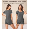 image:imageWiWi Viscose from Bamboo Pajamas Set for Women Super Soft Short Sleeve Cooling Summer Plus Size Pjs Sets Sleepwear S4XDdark Heather Grey