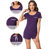 image:imageWiWi Viscose from Bamboo Pajamas Set for Women Super Soft Short Sleeve Cooling Summer Plus Size Pjs Sets Sleepwear S4XDdark Purple