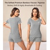 image:imageWiWi Viscose from Bamboo Pajamas Set for Women Super Soft Short Sleeve Cooling Summer Plus Size Pjs Sets Sleepwear S4XDheather Grey