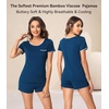 image:imageWiWi Viscose from Bamboo Pajamas Set for Women Super Soft Short Sleeve Cooling Summer Plus Size Pjs Sets Sleepwear S4XDink Blue