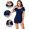 image:imageWiWi Viscose from Bamboo Pajamas Set for Women Super Soft Short Sleeve Cooling Summer Plus Size Pjs Sets Sleepwear S4XDnavy