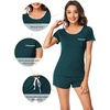 image:imageWiWi Viscose from Bamboo Pajamas Set for Women Super Soft Short Sleeve Cooling Summer Plus Size Pjs Sets Sleepwear S4XDpeacock Green