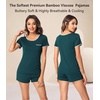 image:imageWiWi Viscose from Bamboo Pajamas Set for Women Super Soft Short Sleeve Cooling Summer Plus Size Pjs Sets Sleepwear S4XDpeacock Green