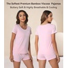 image:imageWiWi Viscose from Bamboo Pajamas Set for Women Super Soft Short Sleeve Cooling Summer Plus Size Pjs Sets Sleepwear S4XDpink