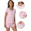image:imageWiWi Viscose from Bamboo Pajamas Set for Women Super Soft Short Sleeve Cooling Summer Plus Size Pjs Sets Sleepwear S4XDpink