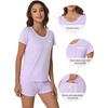 image:imageWiWi Viscose from Bamboo Pajamas Set for Women Super Soft Short Sleeve Cooling Summer Plus Size Pjs Sets Sleepwear S4XDtaro Purple