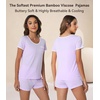 image:imageWiWi Viscose from Bamboo Pajamas Set for Women Super Soft Short Sleeve Cooling Summer Plus Size Pjs Sets Sleepwear S4XDtaro Purple