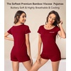 image:imageWiWi Viscose from Bamboo Pajamas Set for Women Super Soft Short Sleeve Cooling Summer Plus Size Pjs Sets Sleepwear S4XDwine Red