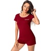 image:imageWiWi Viscose from Bamboo Pajamas Set for Women Super Soft Short Sleeve Cooling Summer Plus Size Pjs Sets Sleepwear S4XDwine Red