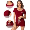 image:imageWiWi Viscose from Bamboo Pajamas Set for Women Super Soft Short Sleeve Cooling Summer Plus Size Pjs Sets Sleepwear S4XDwine Red