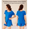 image:imageWiWi Viscose from Bamboo Pajamas Set for Women Super Soft Short Sleeve Cooling Summer Plus Size Pjs Sets Sleepwear S4XEbright Blue